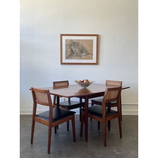 Mid-Century Modern Mid Century Walnut and Cane Dining Set For Sale - Image 3 of 16