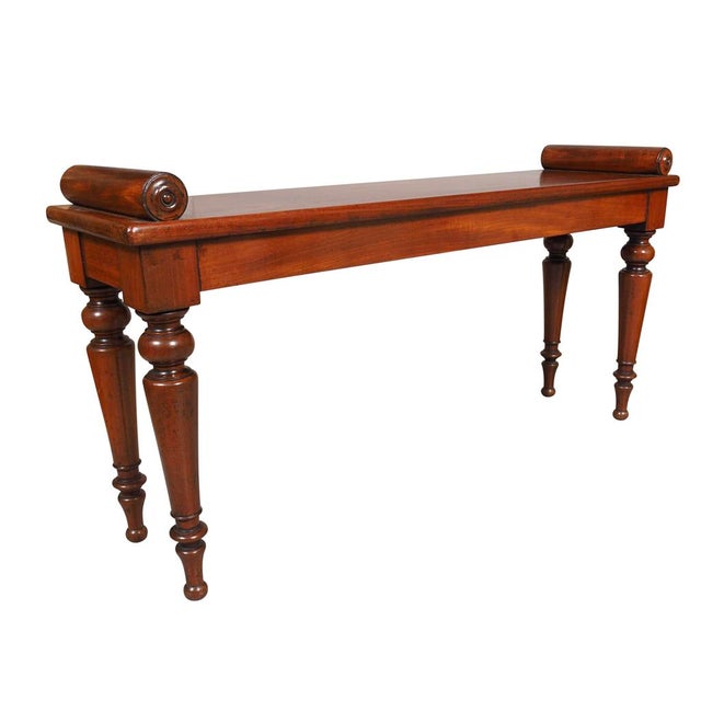 Victorian Mahogany Bench by Johnstone & Jeanes stamped on underside Johnstone & Jeanes. 67 New Bond Street. London....