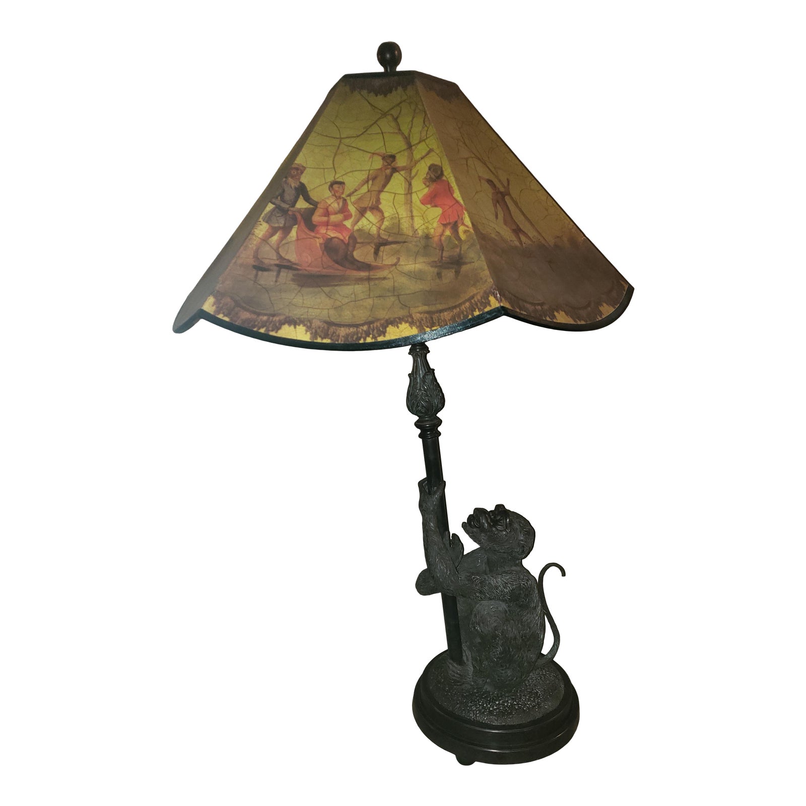 Mid 20th Century Bronze Monkey Lamp Chairish