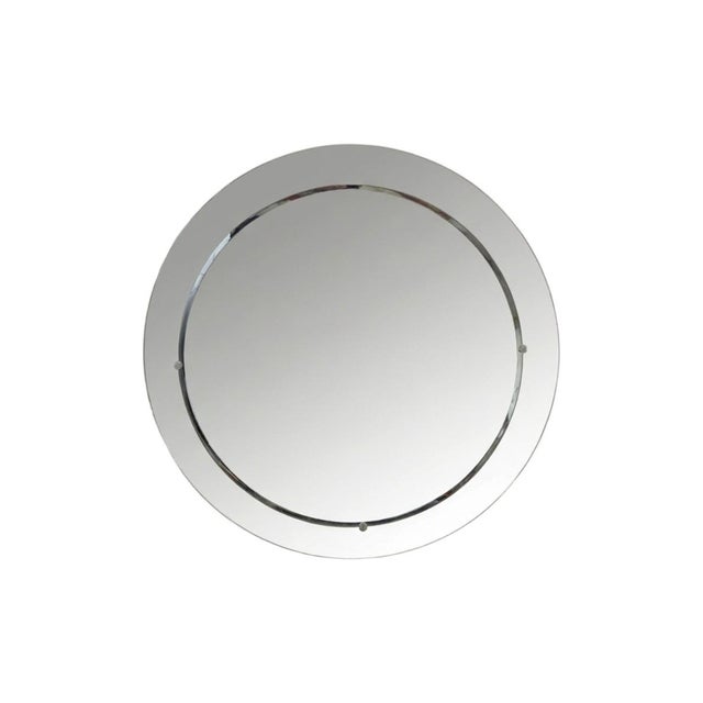 Round Mirrored Glass Wall Mirror, 1970s For Sale - Image 6 of 6