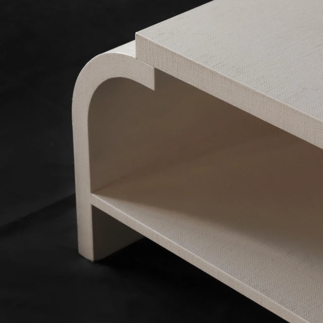 Vintage Raffia Covered White Cocktail Table For Sale - Image 9 of 13