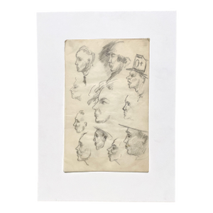 A Striking, 1930s Composite Sketch, Figure Study (Faces and Profiles) by Noted Chicago Modern Artist, Harold Haydon