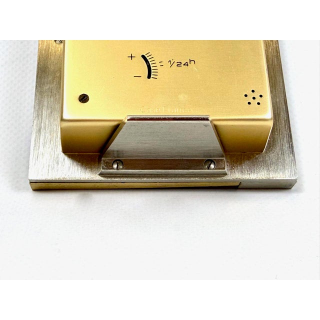 French Brutalist Steel and Brass Table Clock from Seiko, Japan, 1980s For Sale - Image 11 of 14
