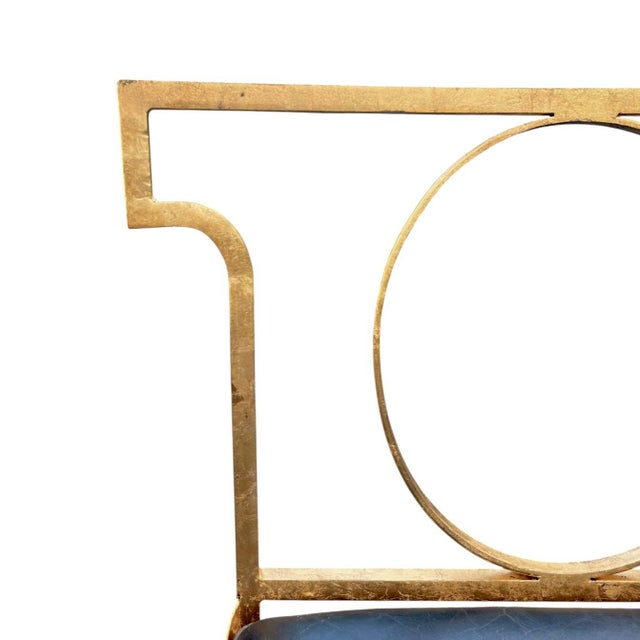 Early 21st Century Custom Gilded Iron & Leather Chairs After Billy Haines For Sale - Image 5 of 7
