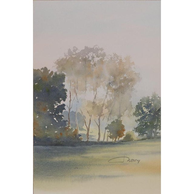 Jacques Noury, At the Edge of the Forest, Watercolor For Sale - Image 5 of 5