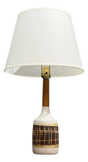 Gordon & Jane Martz, Table Lamp, Walnut, Beige Ceramic, Usa, 1960s