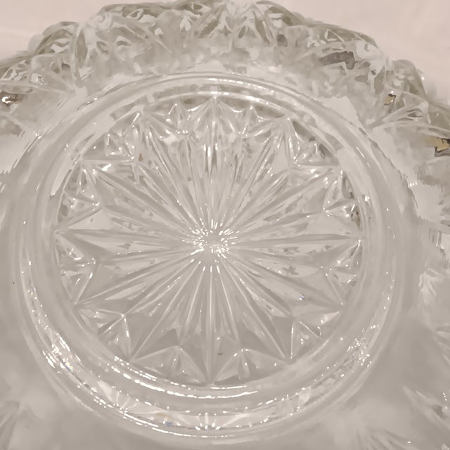 Vintage Large Cut Lead Crystal Bowl For Sale - Image 9 of 12