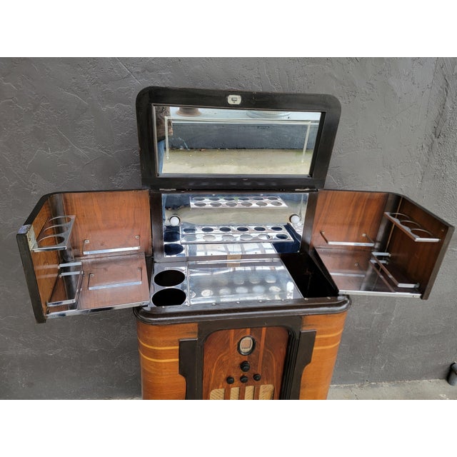 Art Deco Philco Radiobar dry bar and Am radio. Circa. late 1930's. Original, unrestored condition. Original finish and...