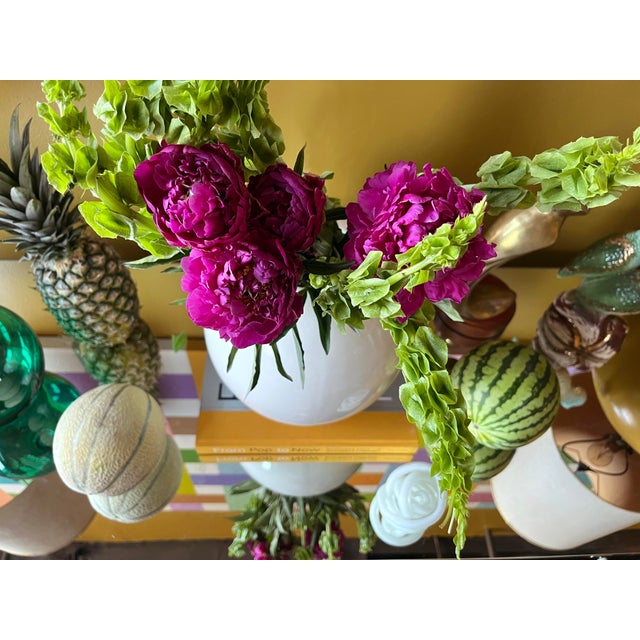 1990s 1990s Postmodern Spherical Ceramic White Vase For Sale - Image 5 of 12