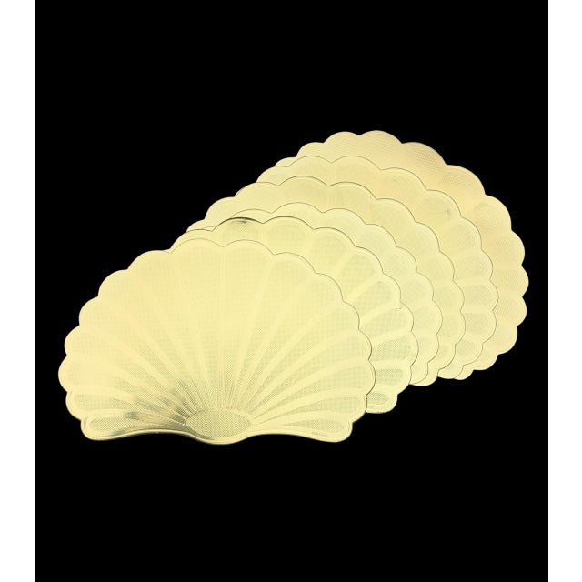 Plastic 1990s Gold Clamshell Sea Shell Placemats - Set of 6 For Sale - Image 7 of 14