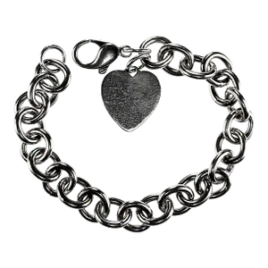 Late 20th Century Sterling Silver Link Bracelet With Heart