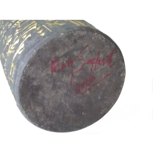 Mary Seyfarth Museum Style Ceramic Sculpture Vase by Mary K. Seyfarth, Gold Leaf, Signed, 18” H For Sale - Image 4 of 6