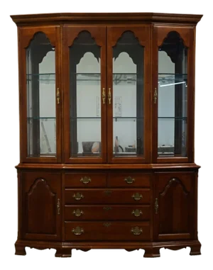 Stanley Furniture American Craftsman Collection Solid Cherry Traditional Style 66" Buffet W. Lighted Display China Cabinet 0511-112 / 0511-212