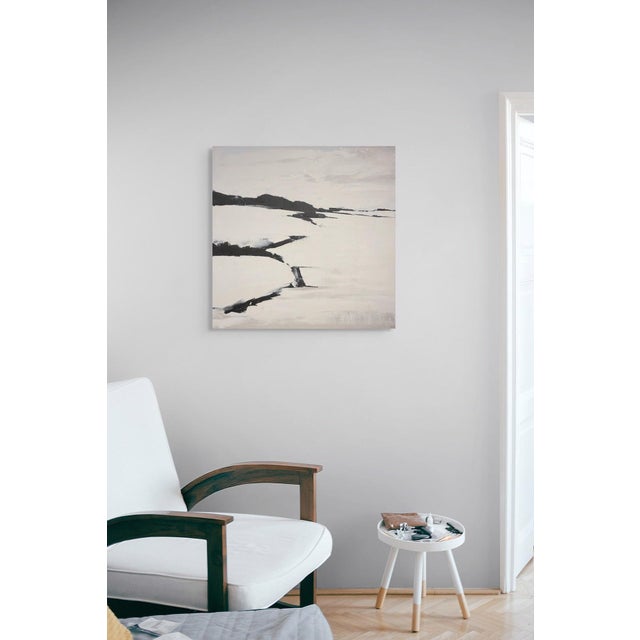 Early 21st Century Intersections by Sandra Pratt | Oil on Canvas Abstract landscape with contrasting black and white areas. For Sale - Image 5 of 5