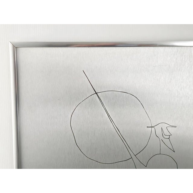 Vintage Don Quixote Painting in Brushed Aluminium, 1970s For Sale - Image 3 of 10