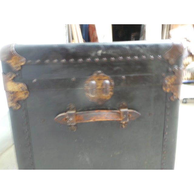 19th Century Leather / Wood Travel Trunk For Sale - Image 13 of 15