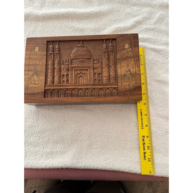 1990s Hand Carved Taj Mahal Wooden Jewelry Box, India For Sale - Image 10 of 11