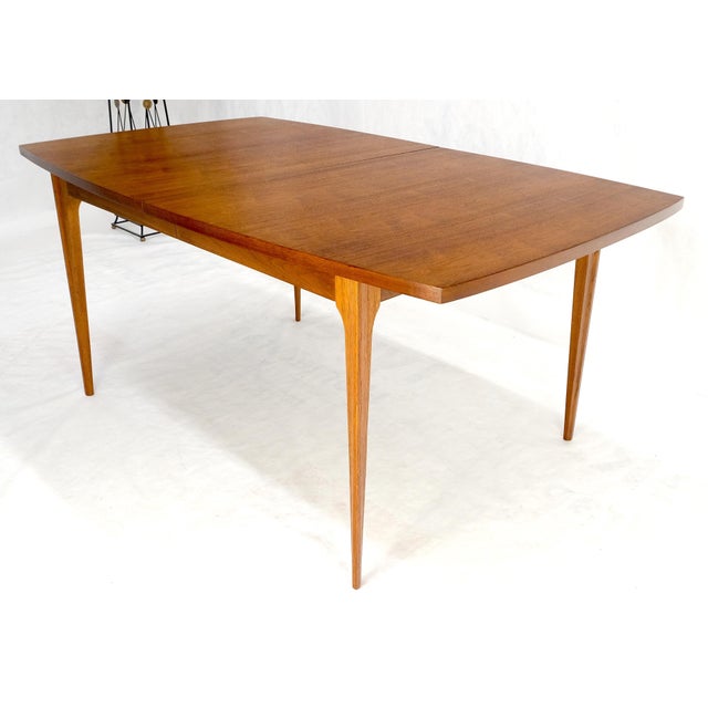 Tapered Legs Walnut 3 Leaves Danish Mid Century 66" Long Dining Table MINT! 3 x 12" leaves with an extended table length...