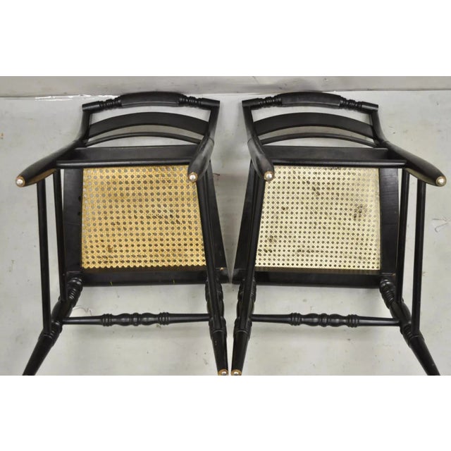 Mid 20th Century Vintage L. Hitchcock Black Stencil Harvest Decorated Cane Side Chair - a Pair For Sale - Image 9 of 11