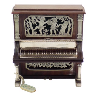 Vintage Italian Silver and Wood Silversmith Piano Figurine by Sacchetti, Tuscany, 1980s For Sale