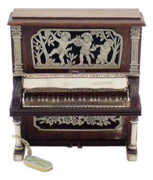 Vintage Italian Silver and Wood Silversmith Piano Figurine by Sacchetti, Tuscany, 1980s
