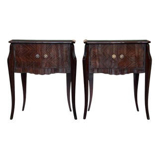 Early 20th Century Italian Art Deco Pair of Bedside Tables in Mahogany For Sale