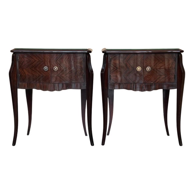 Early 20th Century Italian Art Deco Pair of Bedside Tables in Mahogany For Sale