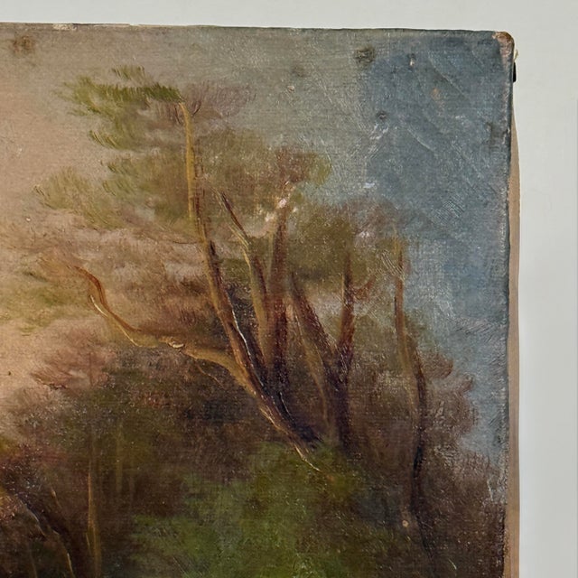 Paint 19th Century Hudson River School Sunset River Landscape (Oil on Canvas) For Sale - Image 7 of 9