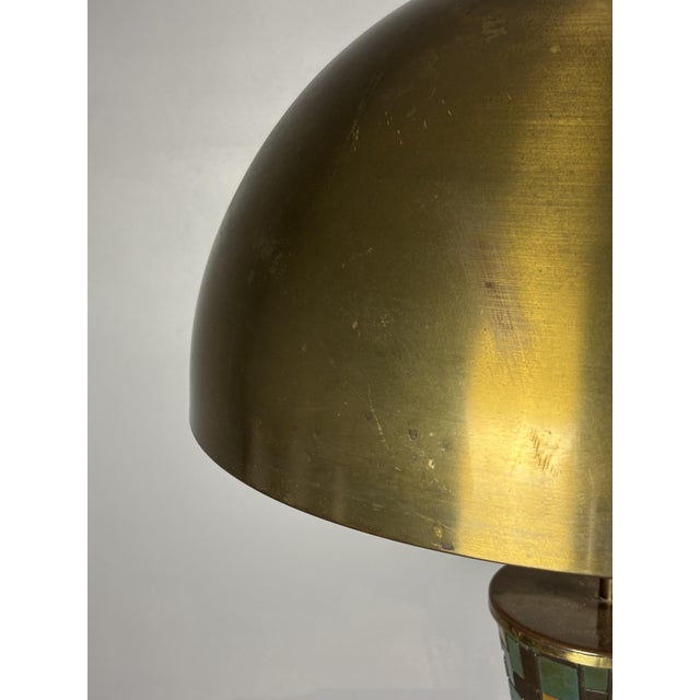 Mid-Century Modern Mosaic and Brass Table Lamp with Gold Mushroom Metal Dome Shade, 1960s For Sale - Image 18 of 18
