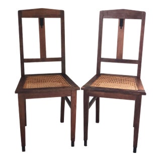 Pair of Oak Art Deco Amsterdam School Dining Chairs 1920s For Sale