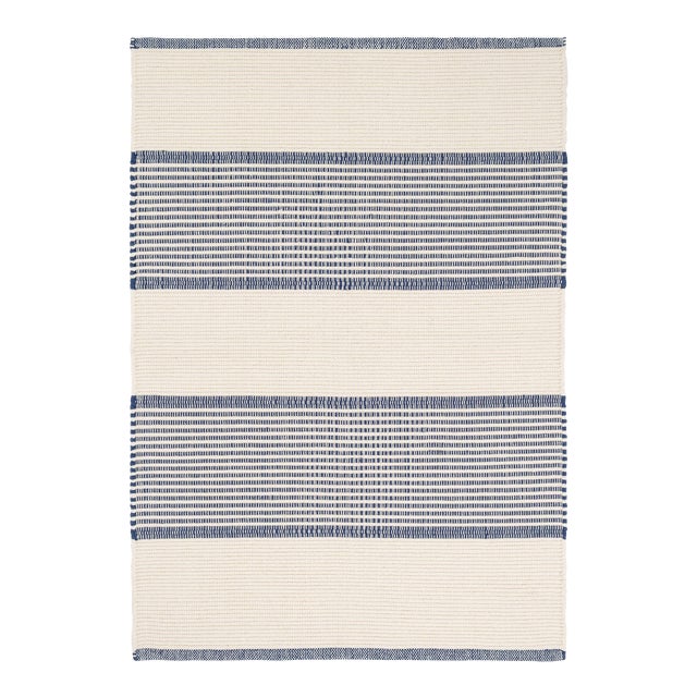 Mark D. Sikes for Dash & Albert La Mirada Navy Woven Cotton Rug, 9' 6" x 13' 6" For Sale