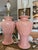 Pair of Vintage Blush Pink Ceramic Diamond Pattern Table Lamps With Three Settings/No Shades For Sale - Image 9 of 11
