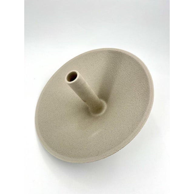 Vintage Beige Ceramic Spindle Solifloer Vase by Lineasette, Italy, 1980s For Sale - Image 4 of 11