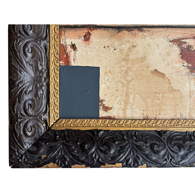 “Rodeo” Black Abstract Art in Antique Frame, Southwest Rugged Living Room Art by JTS For Sale In Minneapolis - Image 6 of 10