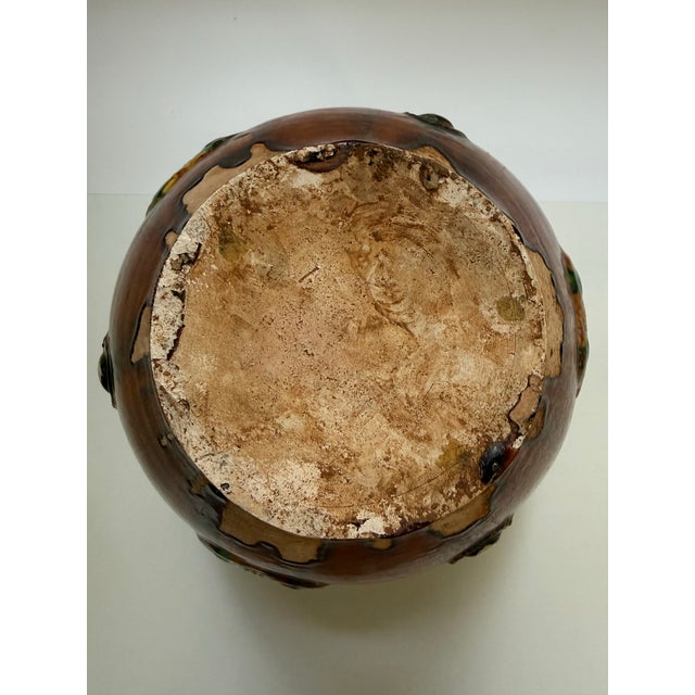 Mid 20th Century Rare Hand-Thrown 10" Tang Dynasty Style Sancai Glazed Pottery Medallion Jar For Sale - Image 11 of 12