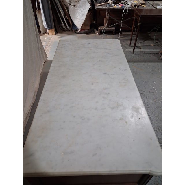 French 19th Century French Directoire Walnut Marble Top Commode For Sale - Image 3 of 9