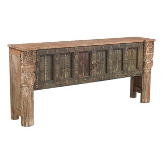 Console Table Constructed From Antique Indian Carved Elements and Reclaimed Wood For Sale