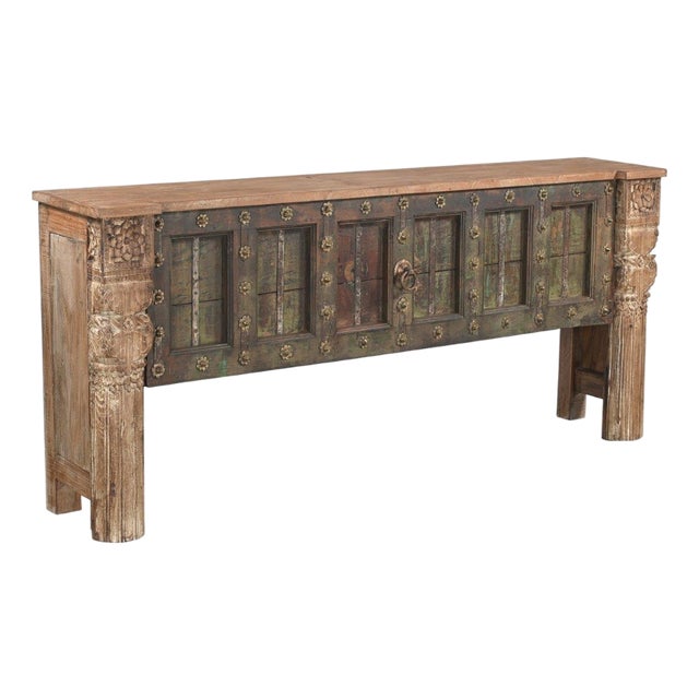 Console Table Constructed From Antique Indian Carved Elements and Reclaimed Wood For Sale