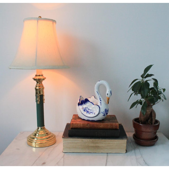 Vintage Blue & White Hand Painted Portuguese Ceramic Swan Planter For Sale - Image 9 of 14