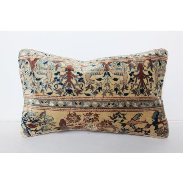 Mid-Century Modern Bohemian Handwoven Floral Rug Pillow Case -12'' X 20'' For Sale - Image 3 of 9