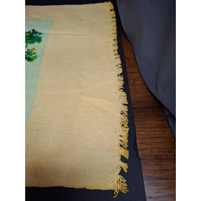Vintage Mid Century Cross Stitch Needlepoint European Villa Estate Textile Art For Sale - Image 10 of 16