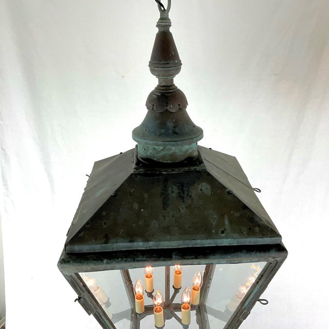 1910's Large Antique Copper Lantern For Sale - Image 11 of 18