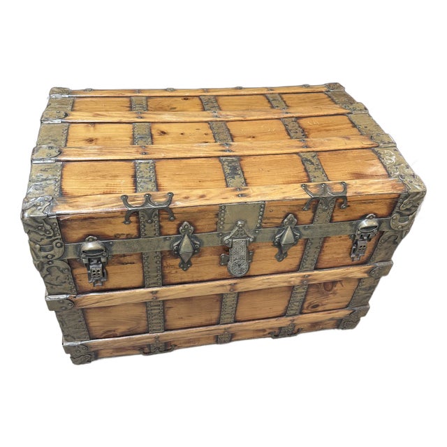 Antique Trunk Copper Lined For Sale