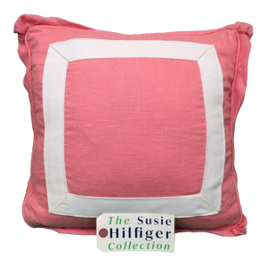 Shell Pink Linen W/ White Square Trim Pillow Provenance: The Susie Hilfiger Collection