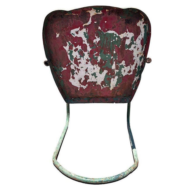 Mid-Century Steel Shellback Springer Patio Outdoor Lounge Chair For Sale - Image 4 of 4