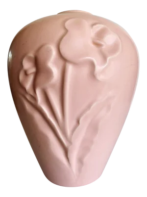 Vintage Matte Pink Haeger Floral Pink Vase