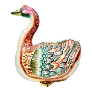 Large Vintage Mottahedeh Goose Tureen For Sale
