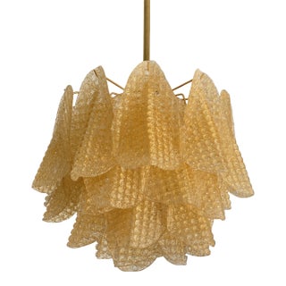 Contemporary Gold Graniglia “Rondine” Murano Style Glass Chandelier For Sale