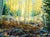 Enchanted Light by Thane Gorek | Gouache and Oil on Canvas Landscape of golden aspen trees For Sale