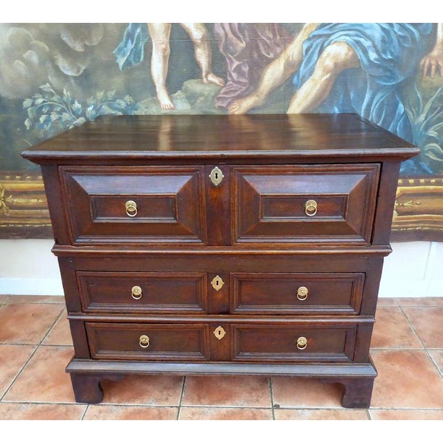 A substantial late 17th-century English country oak chest of drawers, dating from circa 1680–1700 and displaying a rich...